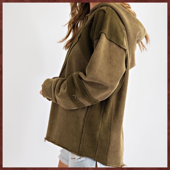 EASEL "Keep You Happy" Lux Brushed Cotton Blend Loose Pullover Hoodie Mix Fabric - Picture 7 of 16